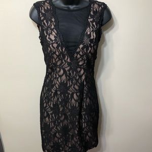 Black Lace Glitter Short Dress